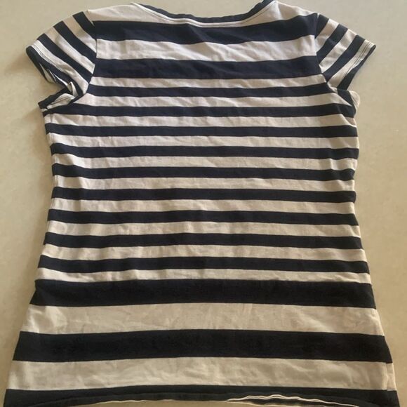 The Limited Perfect Tee Navy Blue Striped T-Shirt Cap Sleeve Medium Nautical - Picture 5 of 6